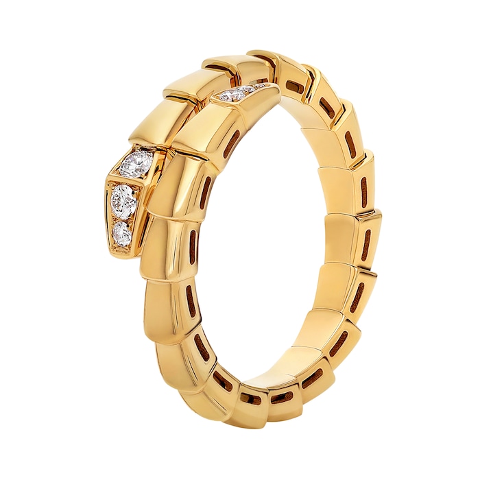 Bvlgari Jewelry 18K Yellow Gold Serpenti Viper Diamond Ring - Size 51-53