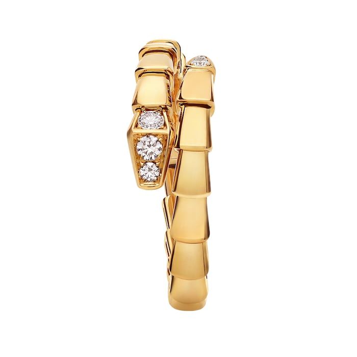 Bvlgari Jewelry 18K Yellow Gold Serpenti Viper Diamond Ring - Size 51-53