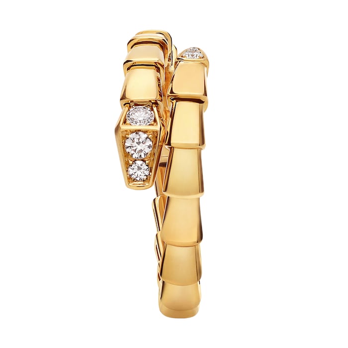 Bvlgari Jewelry 18K Yellow Gold Serpenti Viper Diamond Ring - Size 54-56