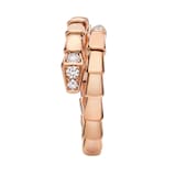 Bvlgari Jewelry 18K Rose Gold Serpenti Viper Diamond Ring - Size 54-56