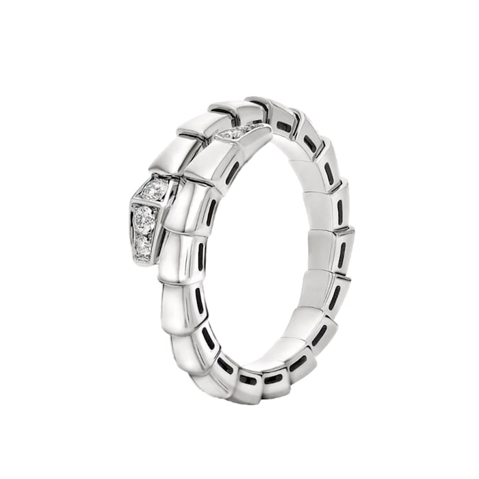 Bvlgari Jewelry 18K White Gold Serpenti Viper Pavé Diamond Ring - Size 5.75-6.5