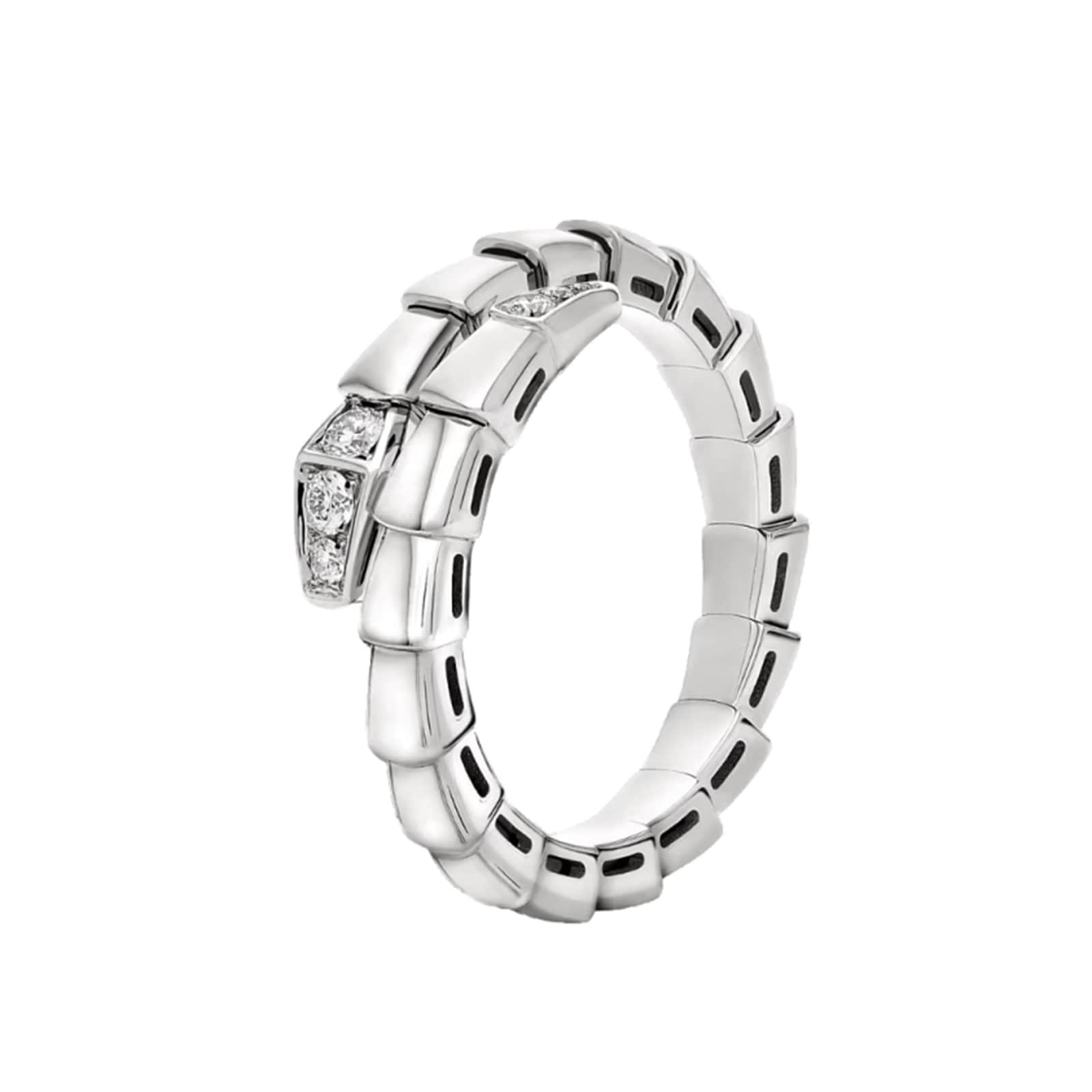Bvlgari Jewelry 18K White Gold Serpenti Viper Pavé Diamond Ring - Size 5.75-6.5