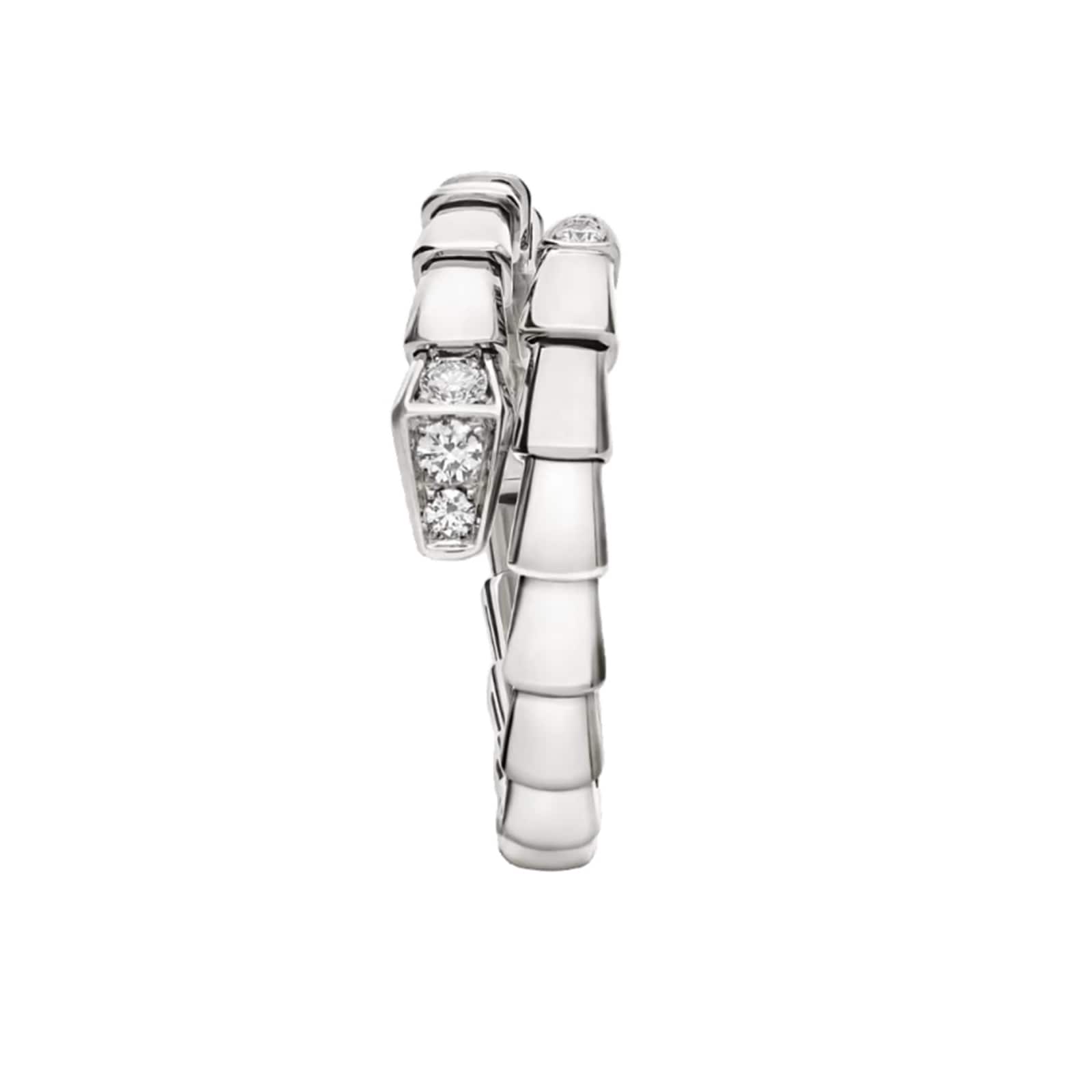 Bvlgari Jewelry 18K White Gold Serpenti Viper Pavé Diamond Ring - Size 5.75-6.5