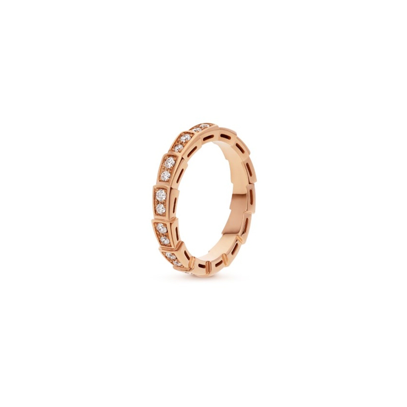 Bvlgari Jewelry 18K Rose Gold Serpenti Viper Diamond Ring - Ring Size 6.25