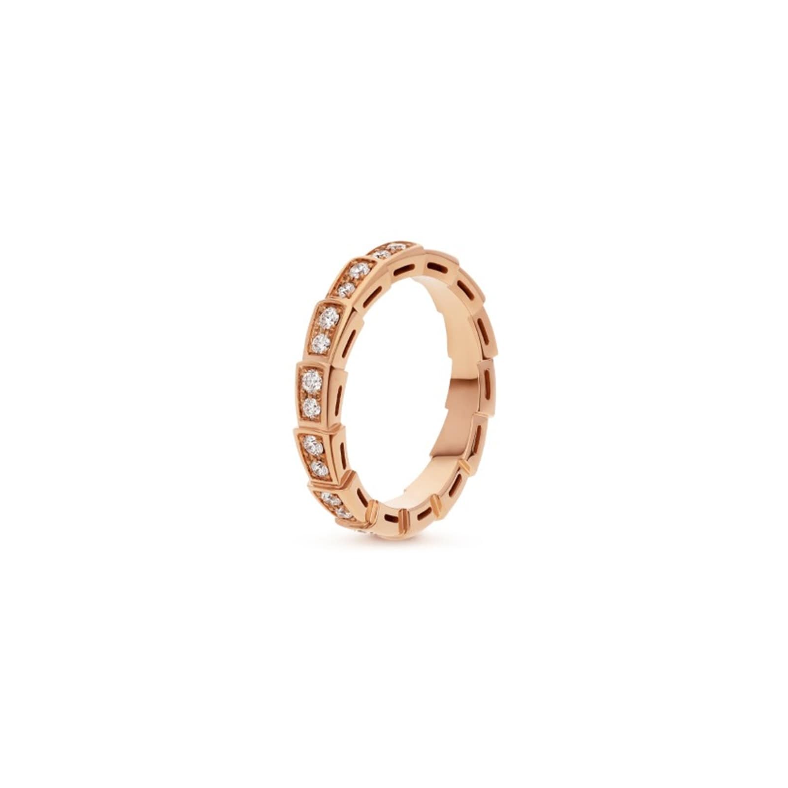 Bvlgari Jewelry 18K Rose Gold Serpenti Viper Diamond Ring - Ring Size 6.5