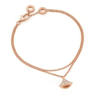 Bvlgari Jewelry 18K Rose Gold Divas Dream Diamond Bracelet - Size M/L