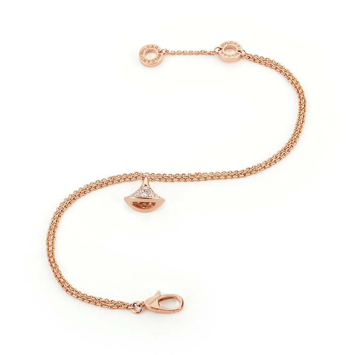 Bvlgari Jewelry 18K Rose Gold Divas Dream Diamond Bracelet - Size M/L