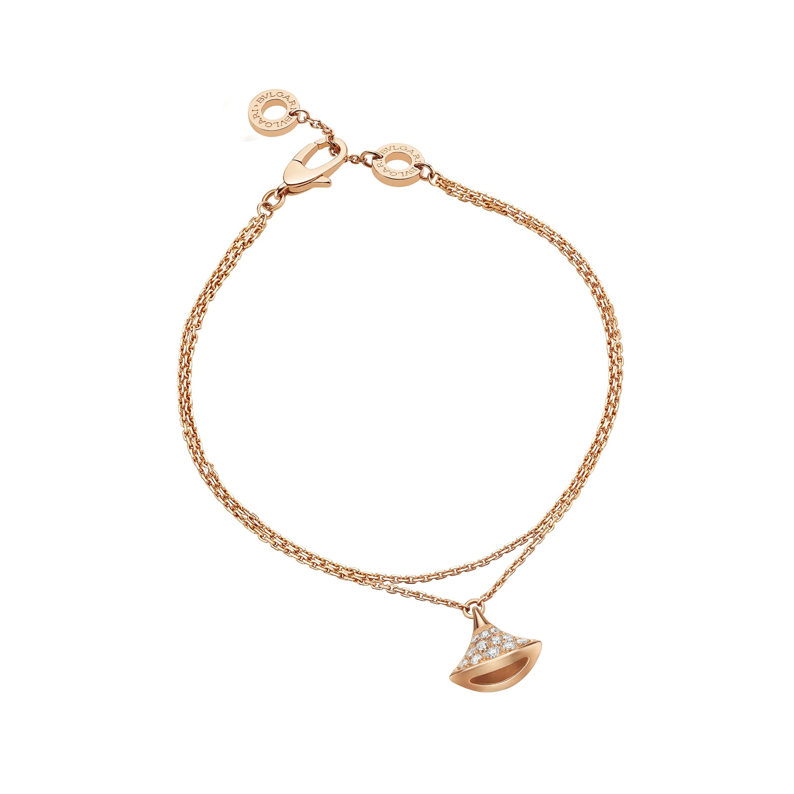 Bvlgari Jewelry 18K Rose Gold Divas Dream Diamond Bracelet - Size M/L