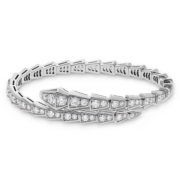 Bvlgari Jewelry 18K White Gold Serpenti Viper Diamond Bracelet - Size L