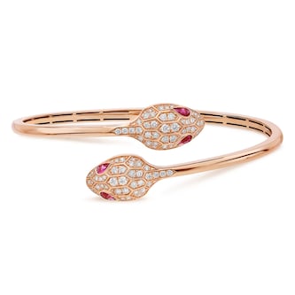 Bvlgari Jewelry 18K Rose Gold Serpenti Seduttori Diamond & Rubellite Snake Bracelet - Size L Bvlgari Jewelry 18K Rose Gold Serpenti Seduttori Diamond & Rubellite Snake Bracelet - Size L