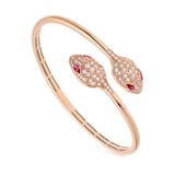 Bvlgari Jewelry 18K Rose Gold Serpenti Seduttori Diamond & Rubellite Snake Bracelet - Size L