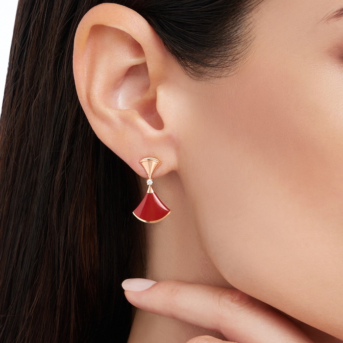 Bvlgari Jewelry 18K Rose Gold Divas Dream Diamond & Carnelian Drop Earrings