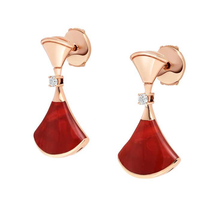 Bvlgari Jewelry 18K Rose Gold Divas Dream Diamond & Carnelian Drop Earrings