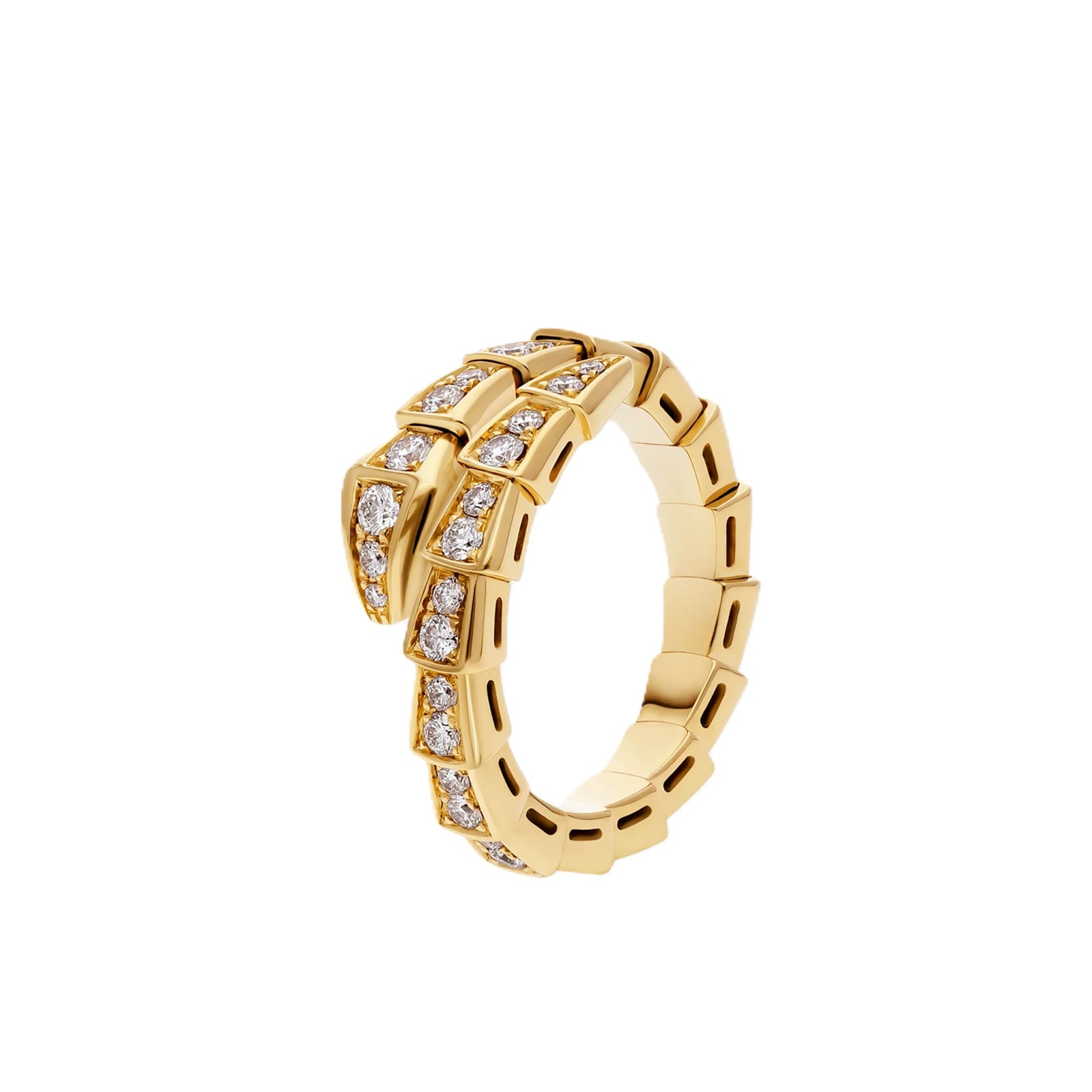 Bvlgari Jewelry 18K Yellow Gold Serpenti Viper Diamond Snake Ring - Ring Size Small