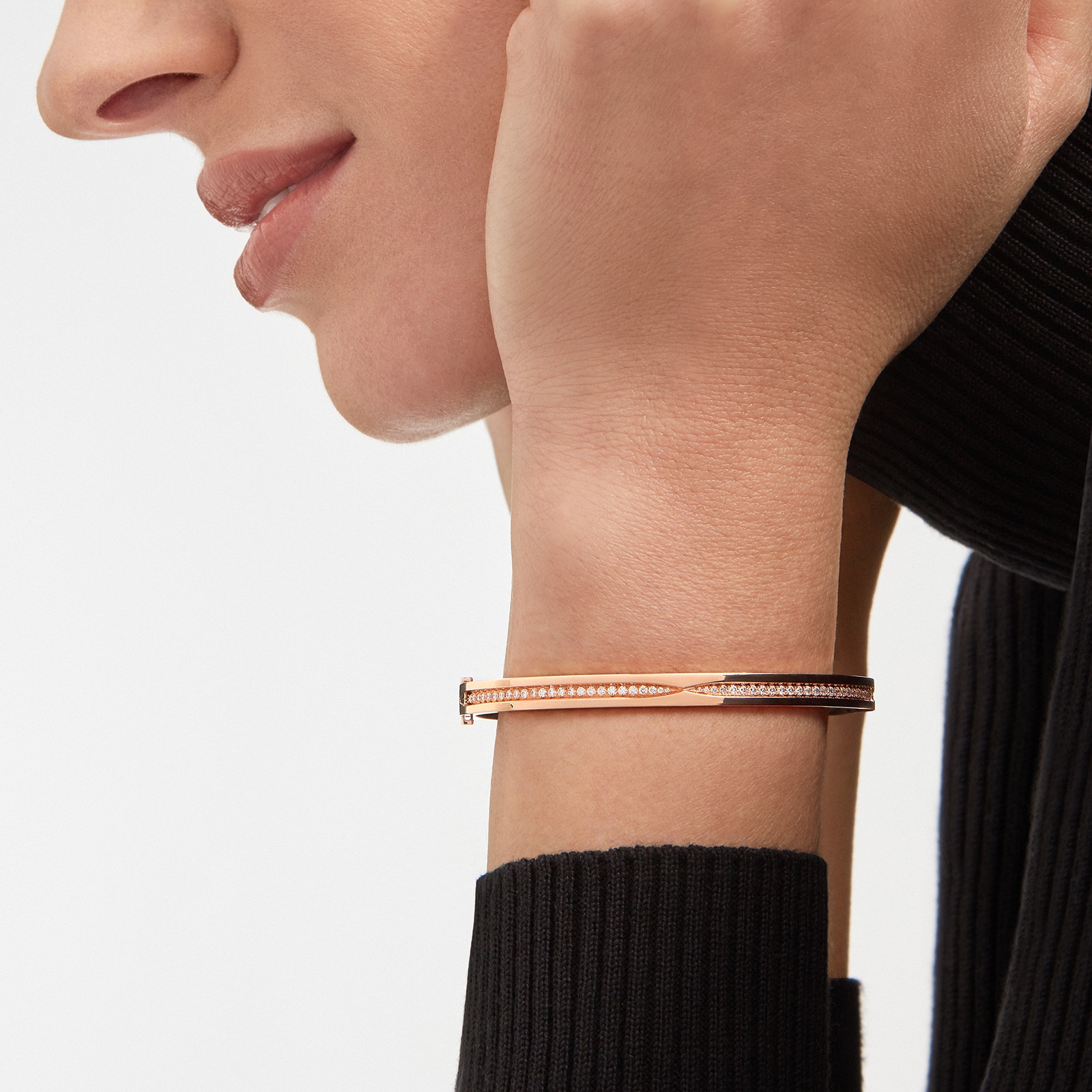 Bvlgari Jewelry 18K Rose Gold B.zero1 Diamond Bracelet - Size S/M Bvlgari Jewelry 18K Rose Gold B.zero1 Diamond Bracelet - Size S/M