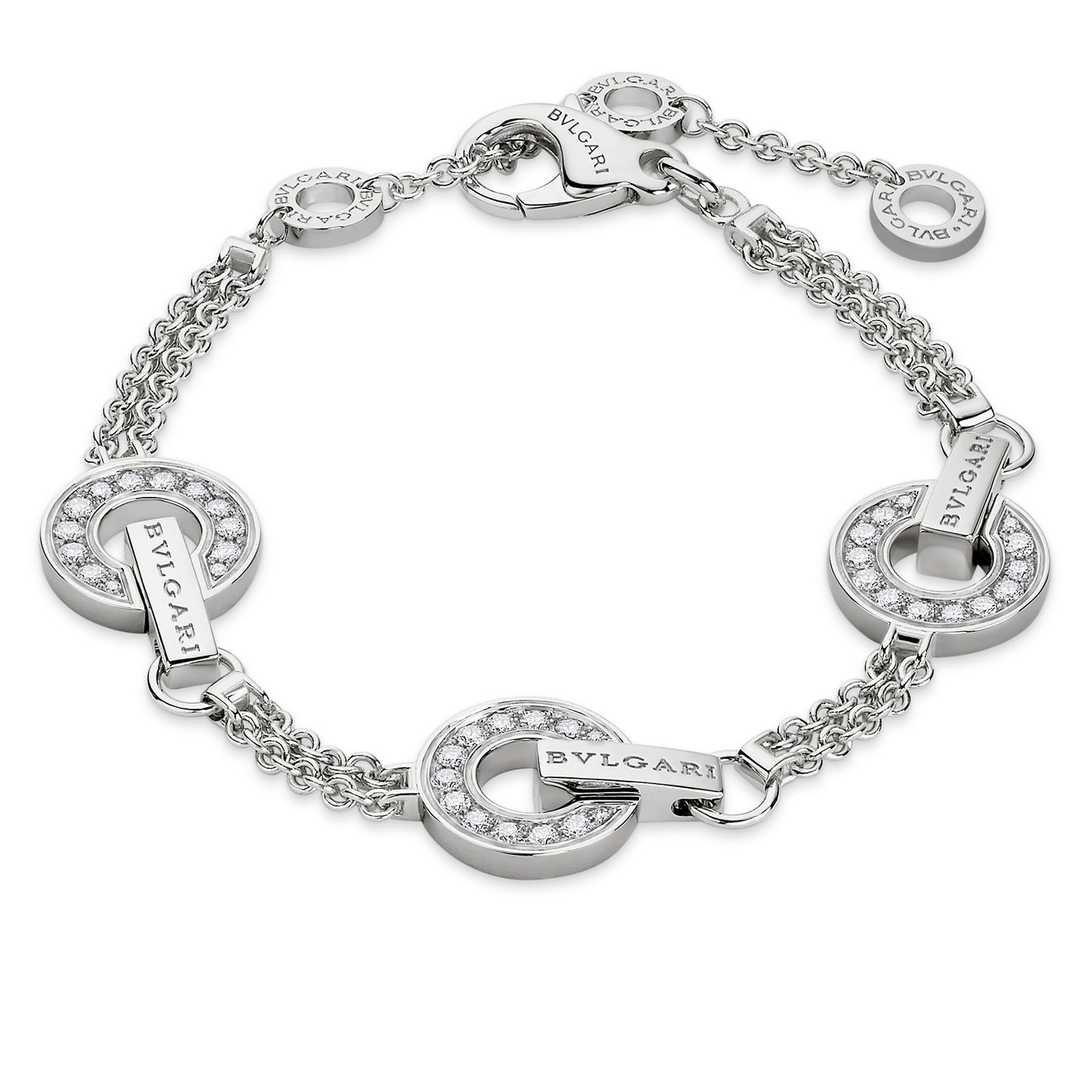 Bvlgari Jewelry 18K White Gold Bvlgari Bvlgari Diamond Bracelet - Size M/L Bvlgari Jewelry 18K White Gold Bvlgari Bvlgari Diamond Bracelet - Size M/L