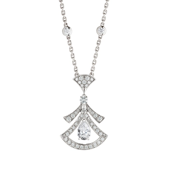 Bvlgari Jewelry 18K White Gold Divas Dream Diamond Necklace