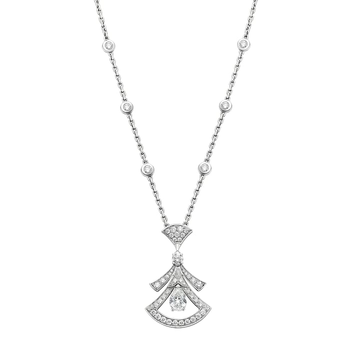 Bvlgari Jewelry 18K White Gold Divas Dream Diamond Necklace