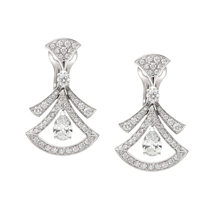 Bvlgari Jewelry 18K White Gold Divas Dream Diamond Drop Earrings