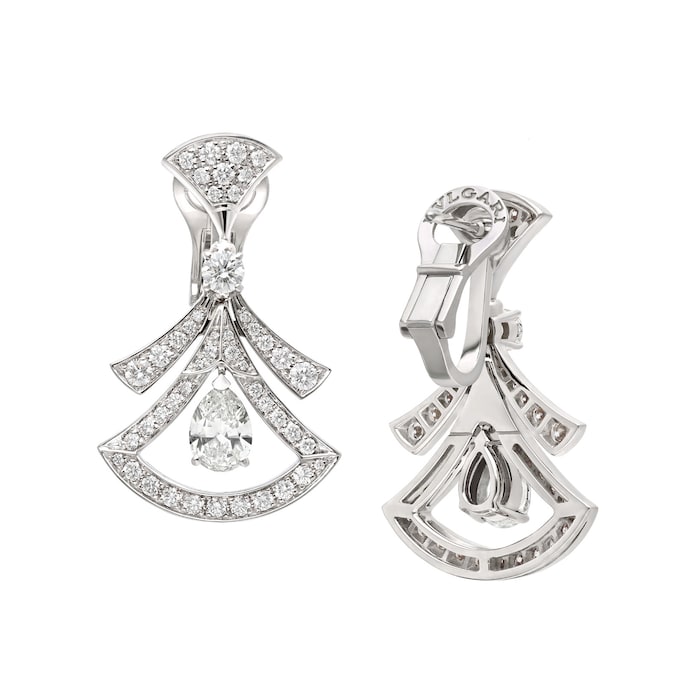 Bvlgari Jewelry 18K White Gold Divas Dream Diamond Drop Earrings