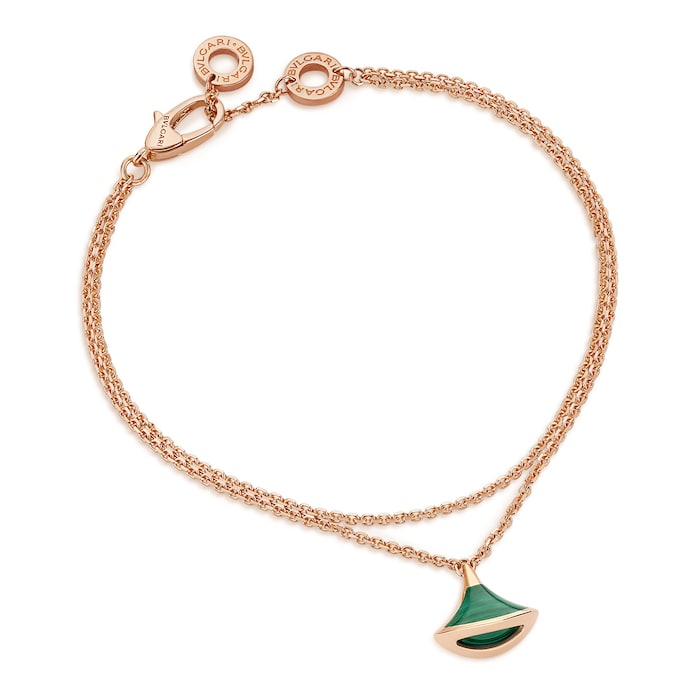 Bvlgari Jewelry 18K Rose Gold Divas Dream Malachite Bracelet - Size M/L