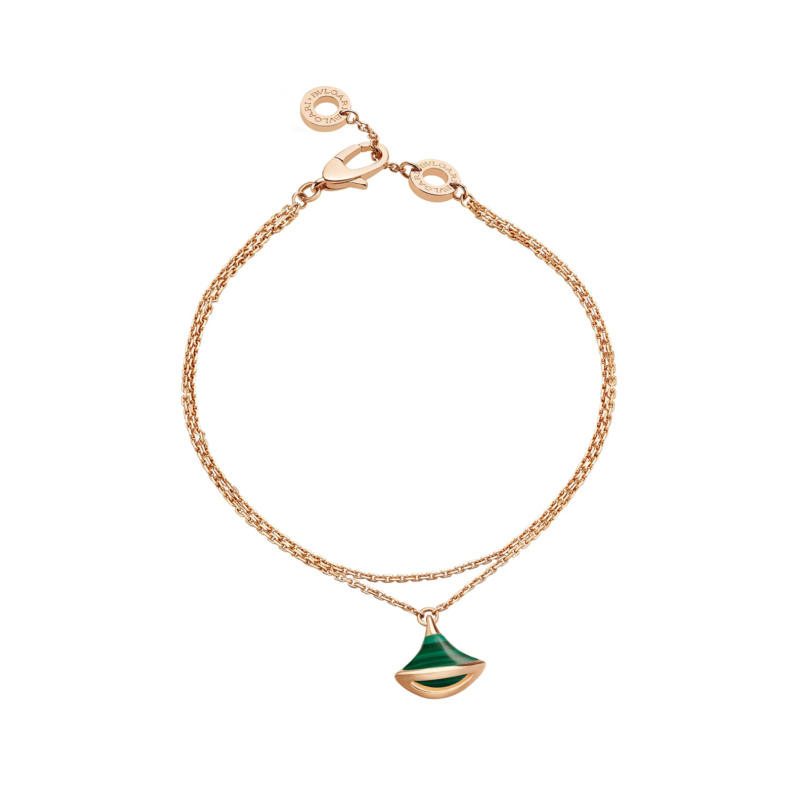 Bvlgari Jewelry 18K Rose Gold Divas Dream Malachite Bracelet - Size M/L