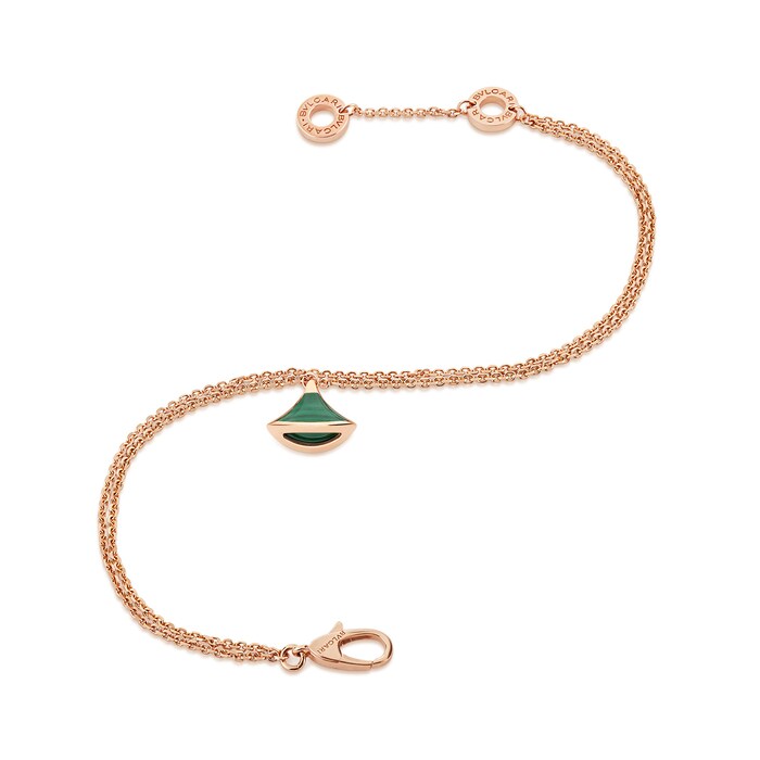 Bvlgari Jewelry 18K Rose Gold Divas Dream Malachite Bracelet - Size M/L