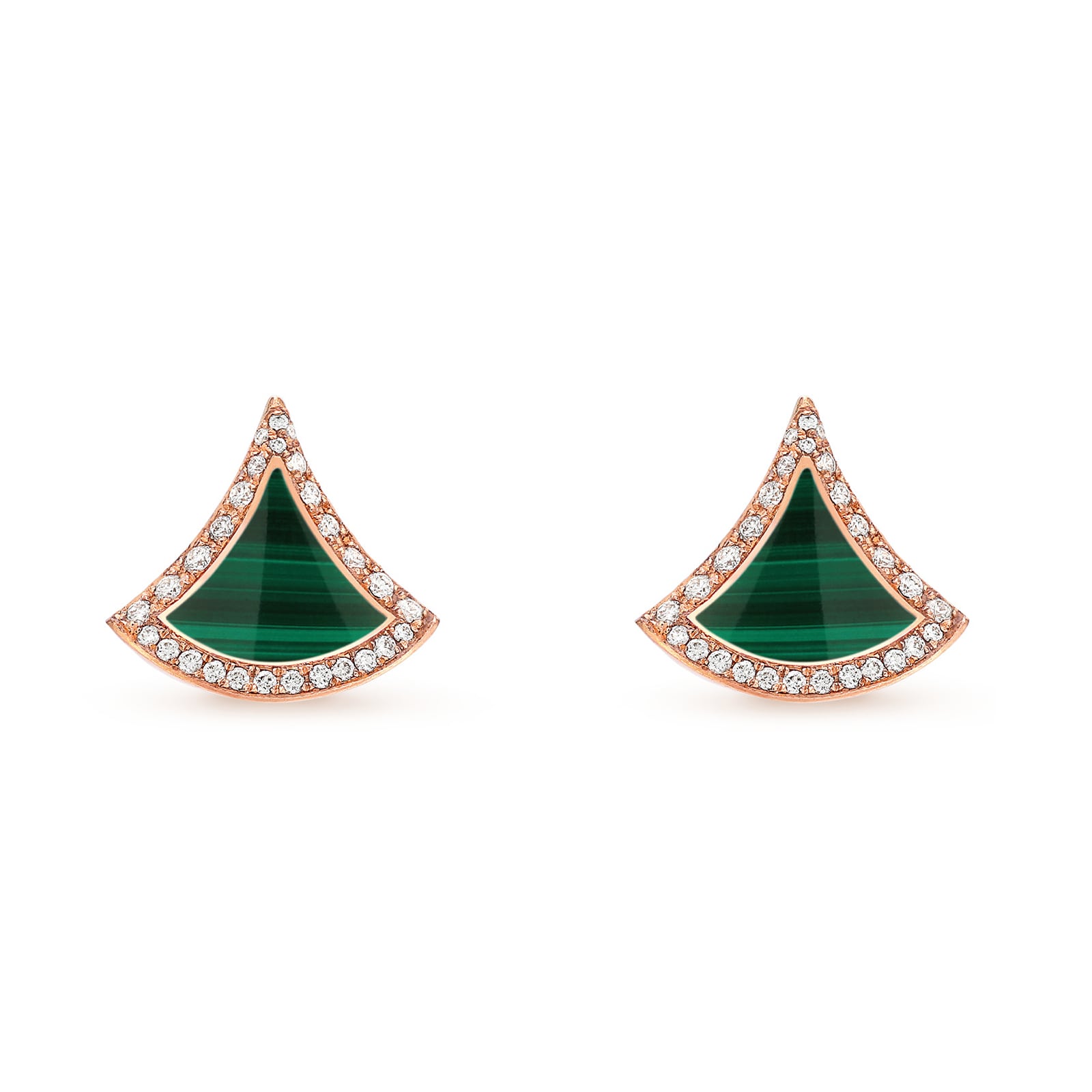 Bvlgari Jewelry 18K Rose Gold Divas Dream Diamond & Malachite Stud Earrings Bvlgari Jewelry 18K Rose Gold Divas Dream Diamond & Malachite Stud Earrings