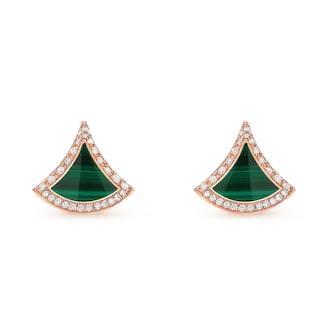 Bvlgari Jewelry 18K Rose Gold Divas Dream Diamond & Malachite Stud Earrings Bvlgari Jewelry 18K Rose Gold Divas Dream Diamond & Malachite Stud Earrings