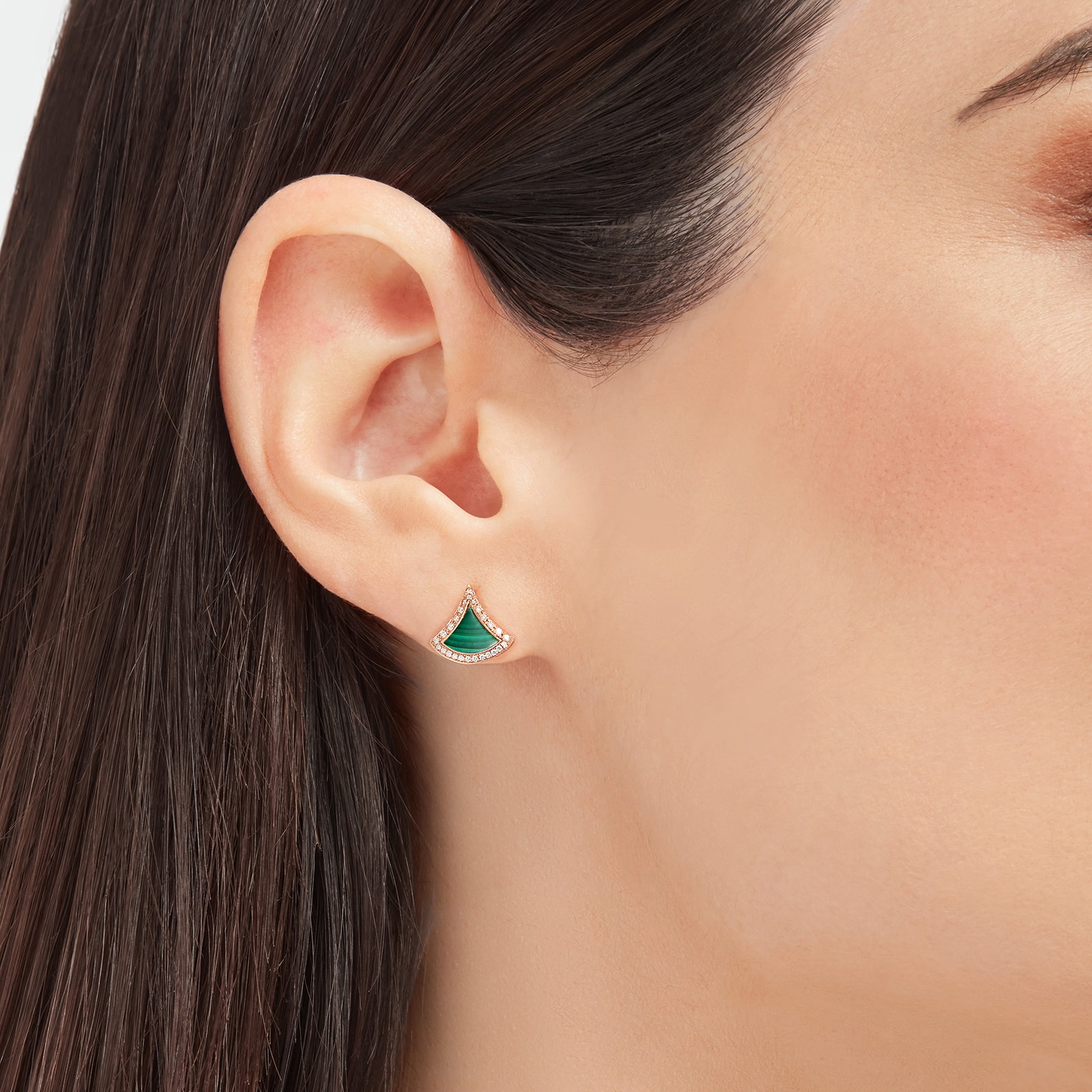 Bvlgari Jewelry 18K Rose Gold Divas Dream Diamond & Malachite Stud Earrings Bvlgari Jewelry 18K Rose Gold Divas Dream Diamond & Malachite Stud Earrings