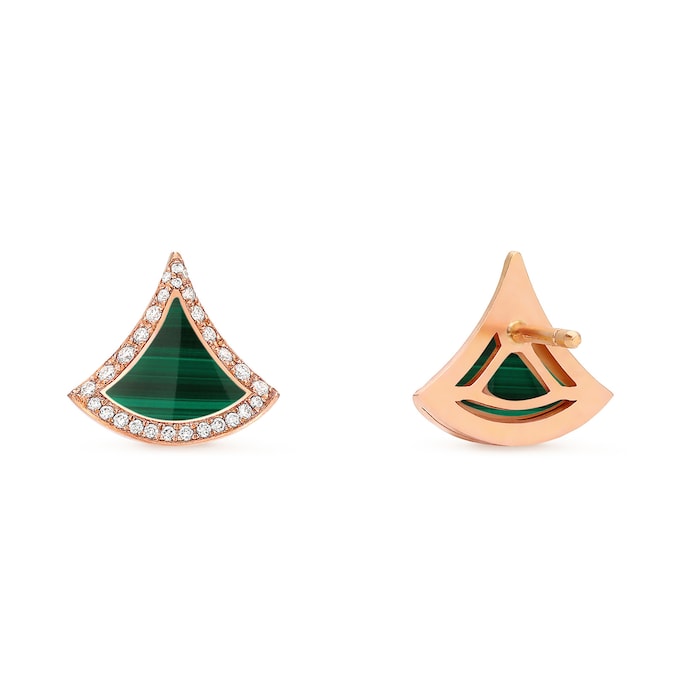 Bvlgari Jewelry 18K Rose Gold Divas Dream Diamond & Malachite Stud Earrings