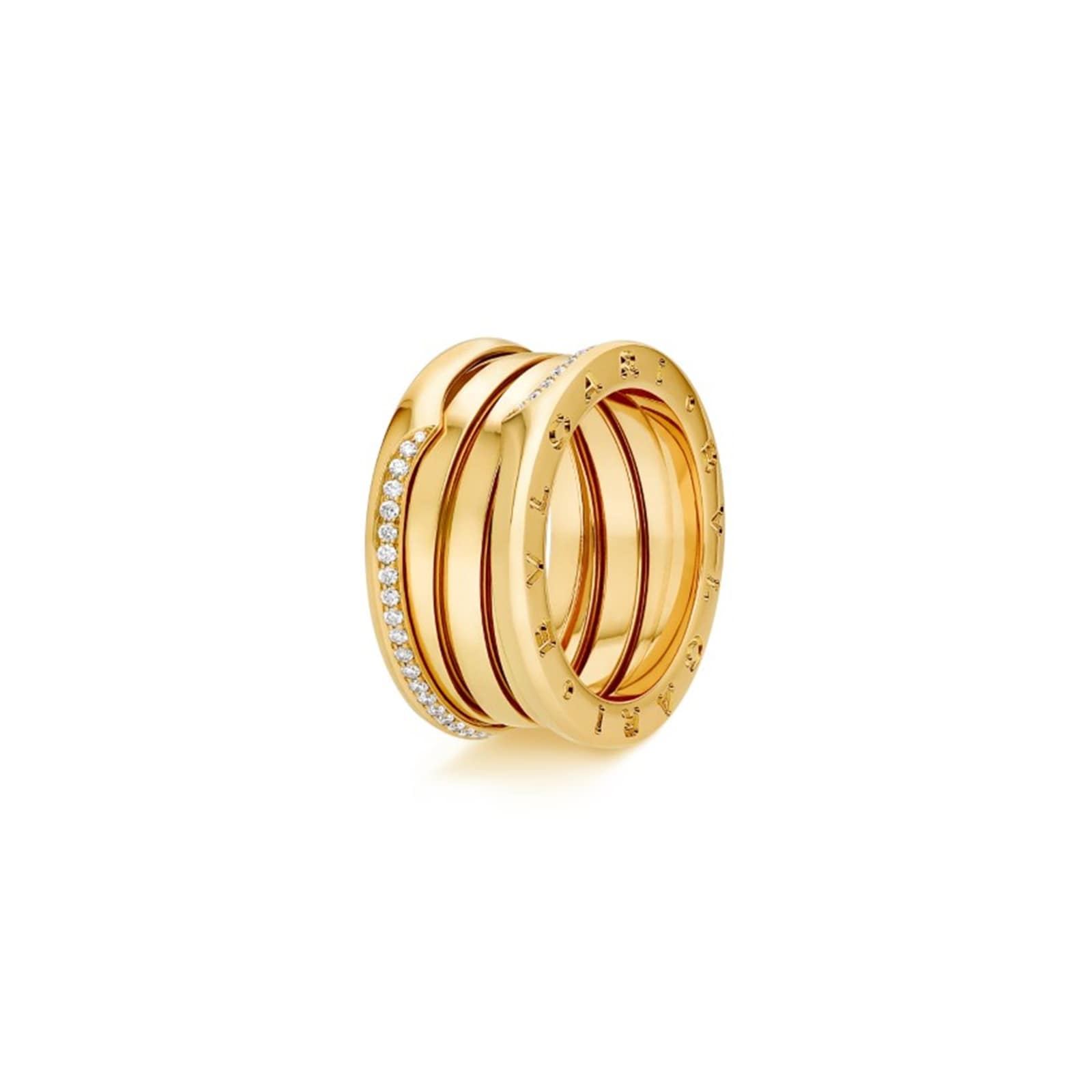 Bvlgari Jewelry 18K Yellow Gold B.ZERO1 Three Band Diamond Ring - Ring Size 6.5