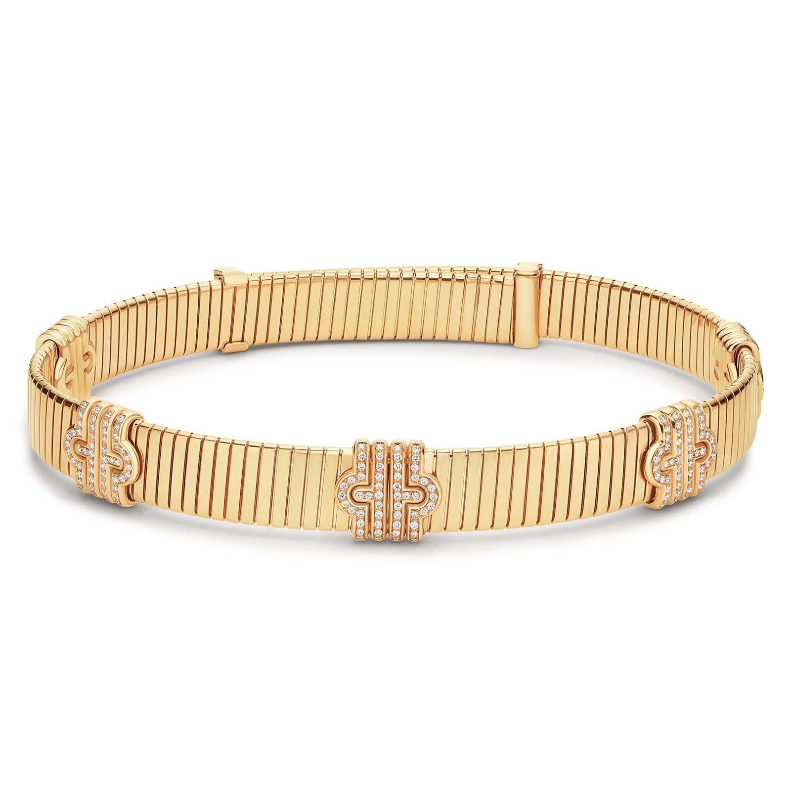 Bvlgari Jewelry 18K Yellow Gold Serpenti Tubogas Diamond Collar Necklace