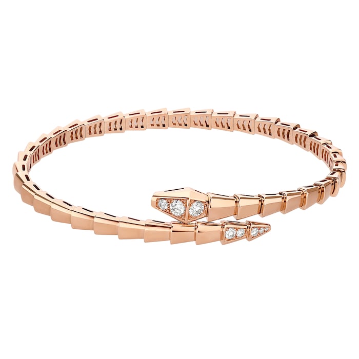 Bvlgari Jewelry 18K Rose Gold Serpenti Viper Diamond Bracelet - Size XL