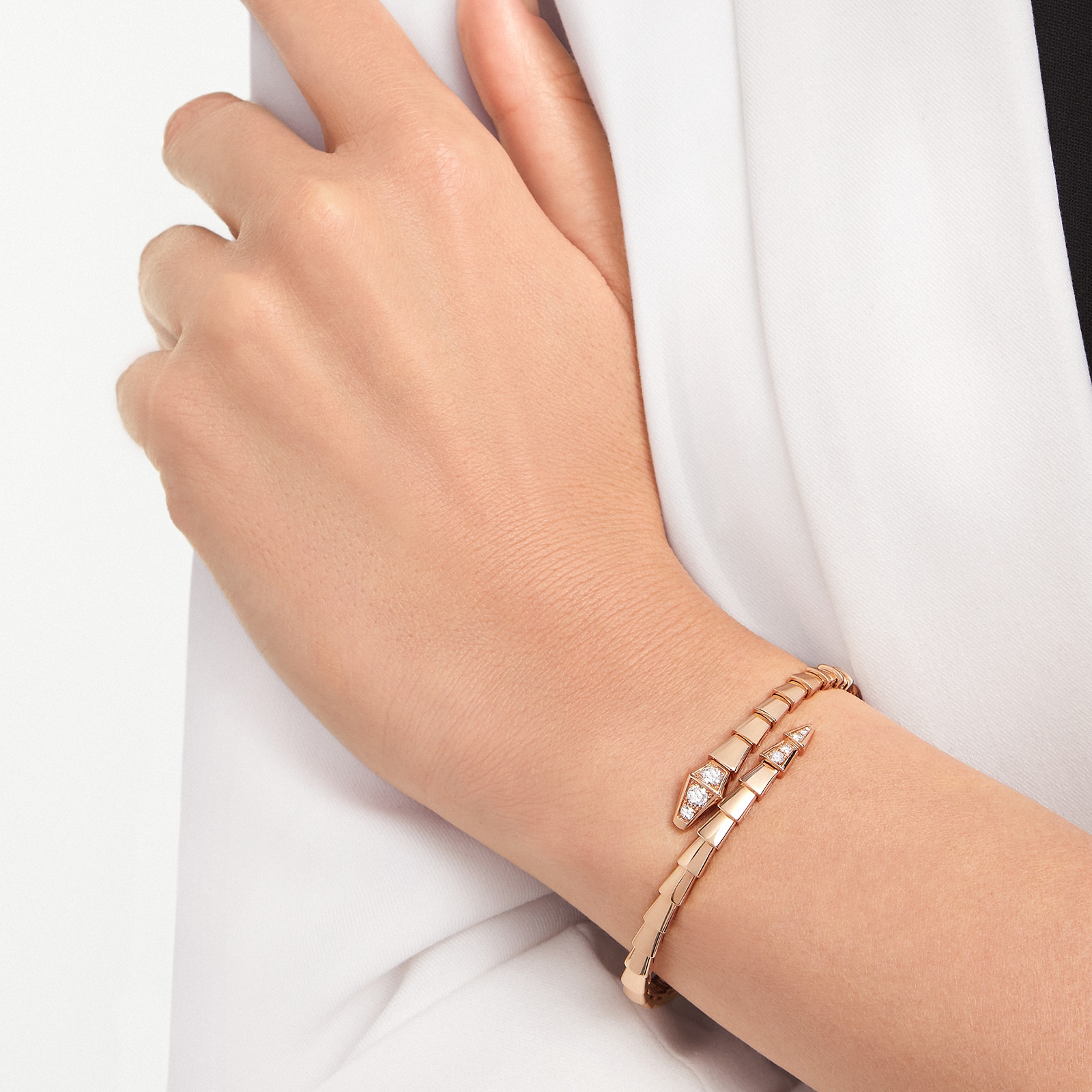 Bvlgari Jewelry 18K Rose Gold Serpenti Viper Diamond Bracelet - Size XL Bvlgari Jewelry 18K Rose Gold Serpenti Viper Diamond Bracelet - Size XL