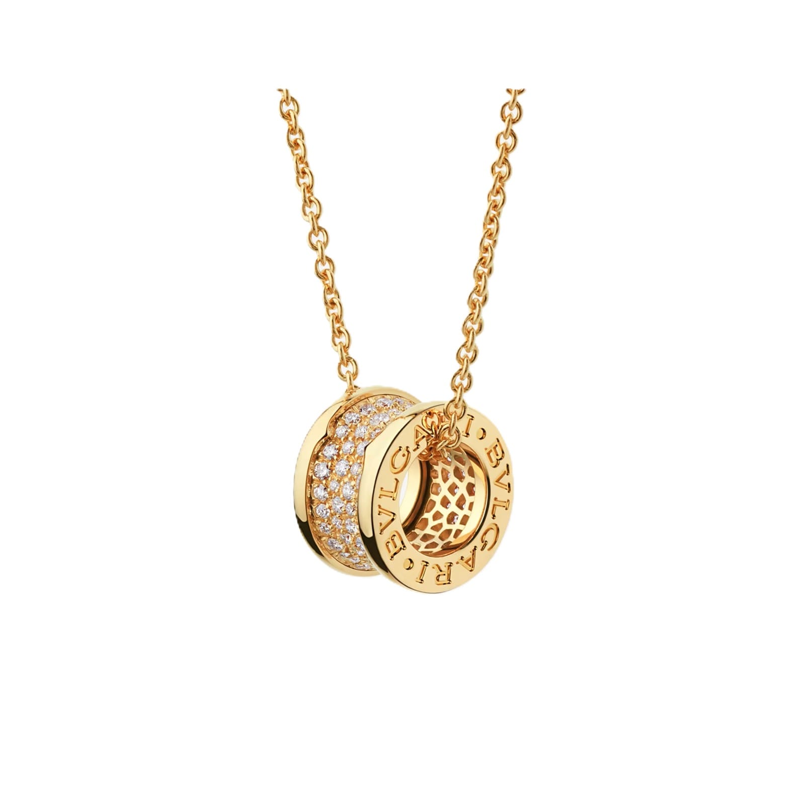 Bvlgari Jewelry 18K Yellow Gold B.ZERO1 Diamond Pendant Necklace