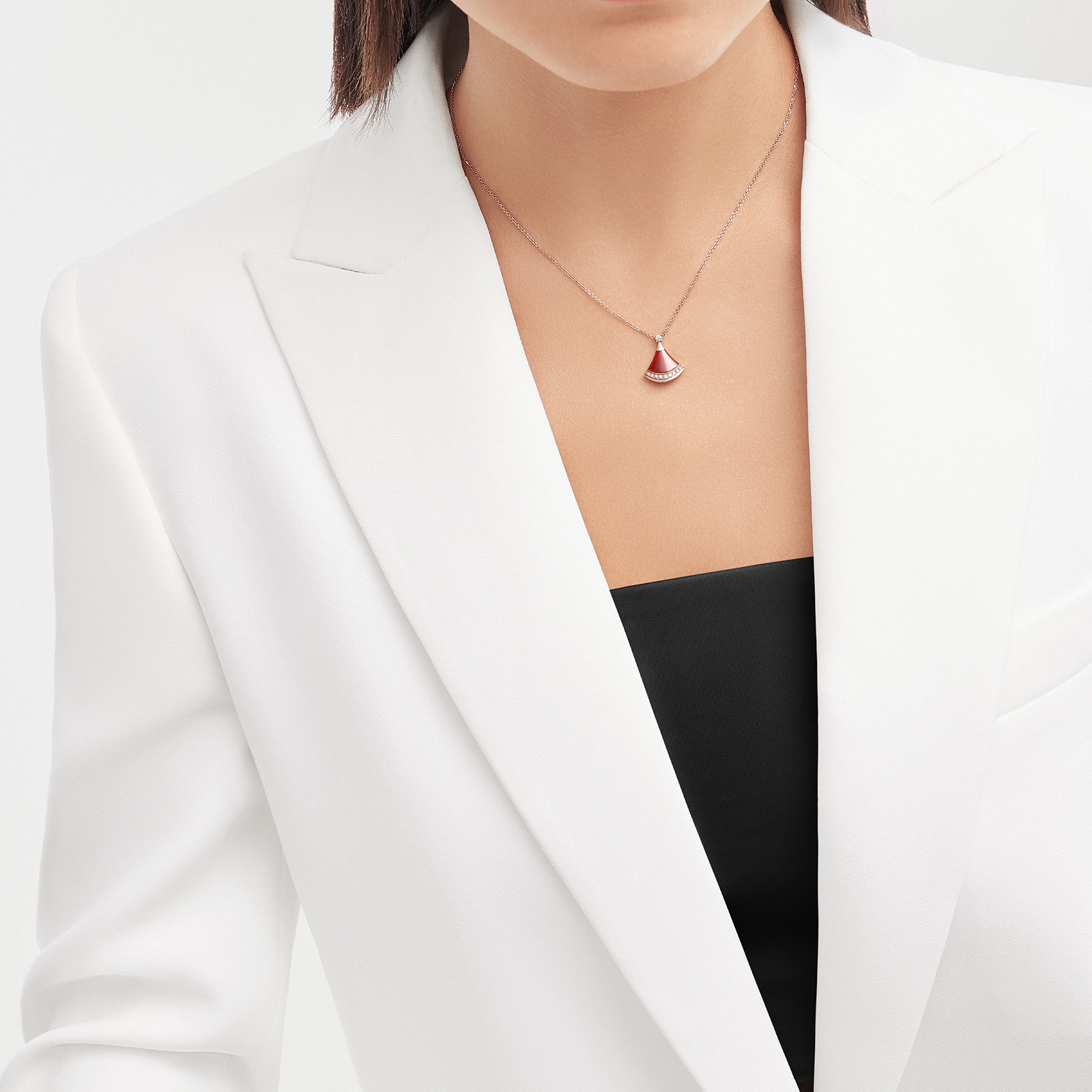 Bvlgari Jewelry 18K Rose Gold Divas Dream Diamond & Carnelian Necklace