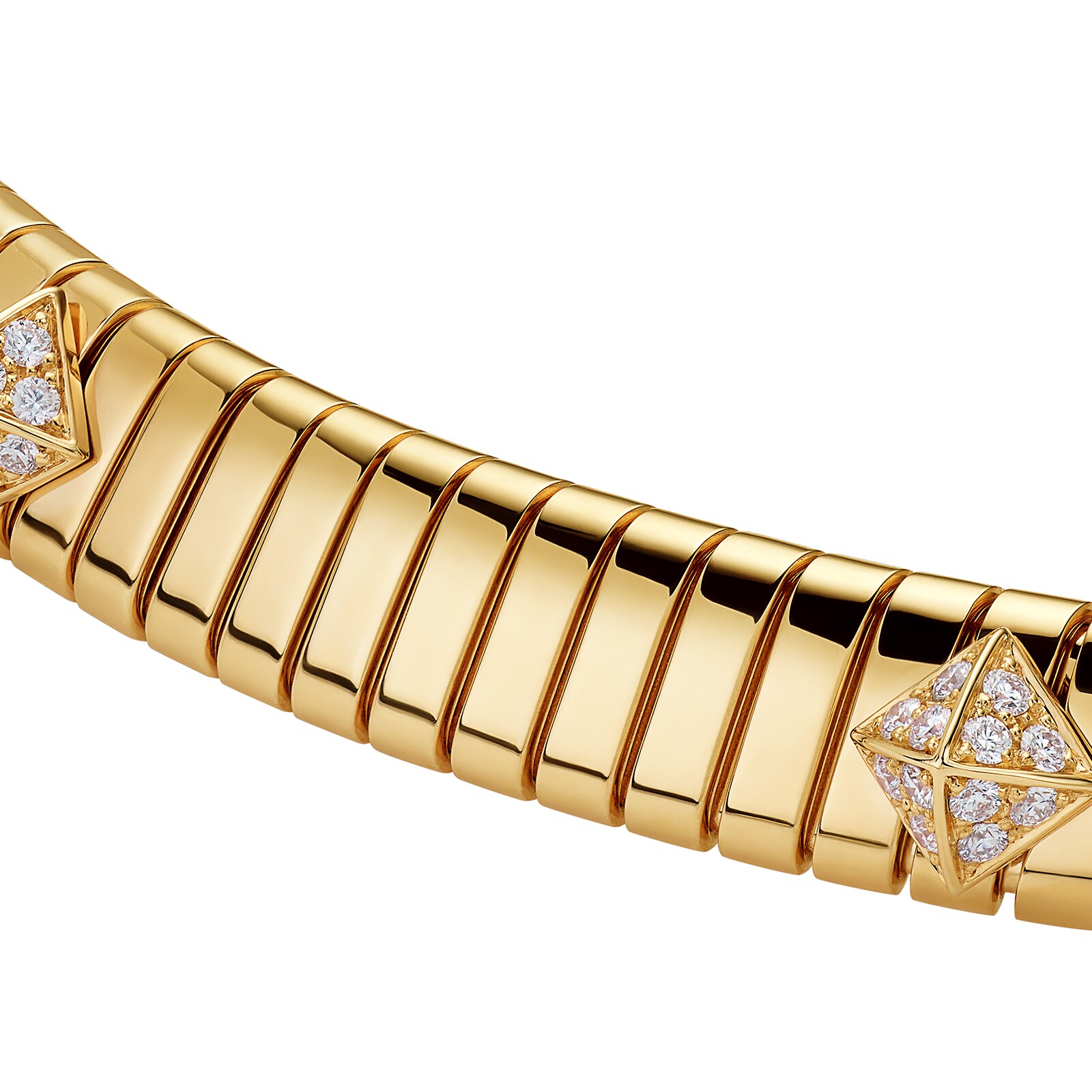 Bvlgari Jewelry 18K Yellow Gold Serpenti Tubogas Diamond Collar Necklace