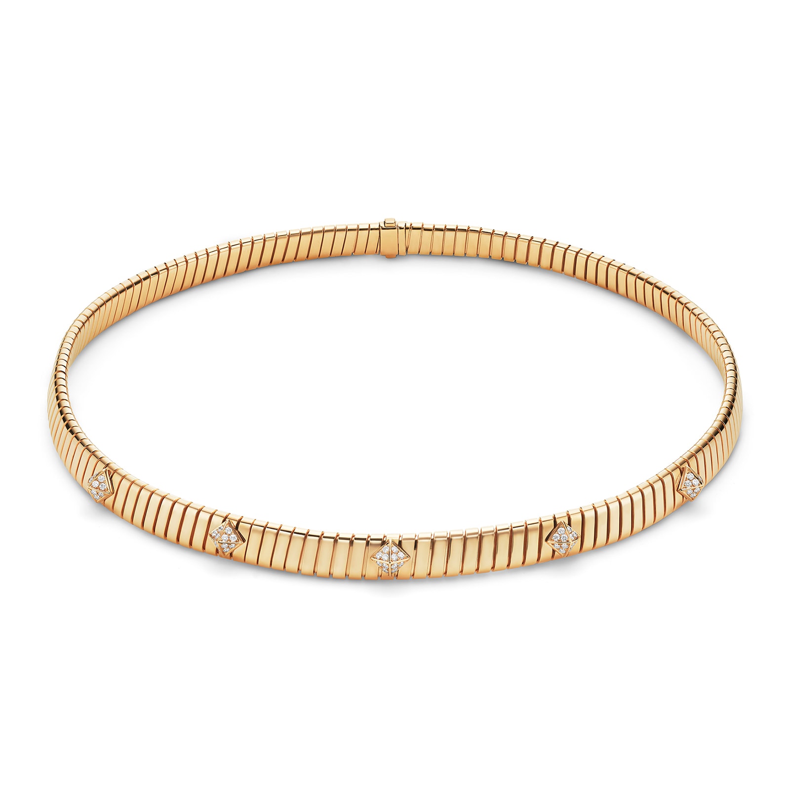 Bvlgari Jewelry 18K Yellow Gold Serpenti Tubogas Diamond Collar Necklace