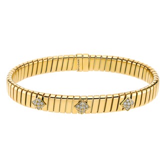 Bvlgari Jewelry 18K Yellow Gold Serpenti Tubogas Diamond Bracelet Size M