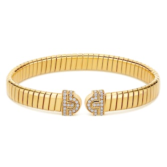 Bvlgari Jewelry 18K Yellow Gold Serpenti Tubogas Diamond Bracelet