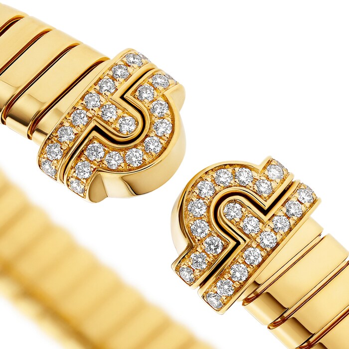 Bvlgari Jewelry 18K Yellow Gold Serpenti Tubogas Diamond Bracelet