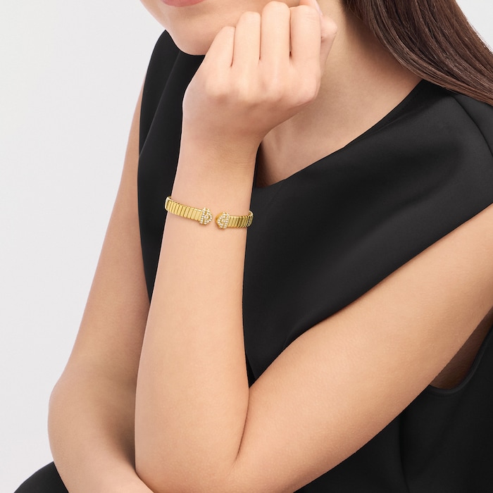 Bvlgari Jewelry 18K Yellow Gold Serpenti Tubogas Diamond Bracelet