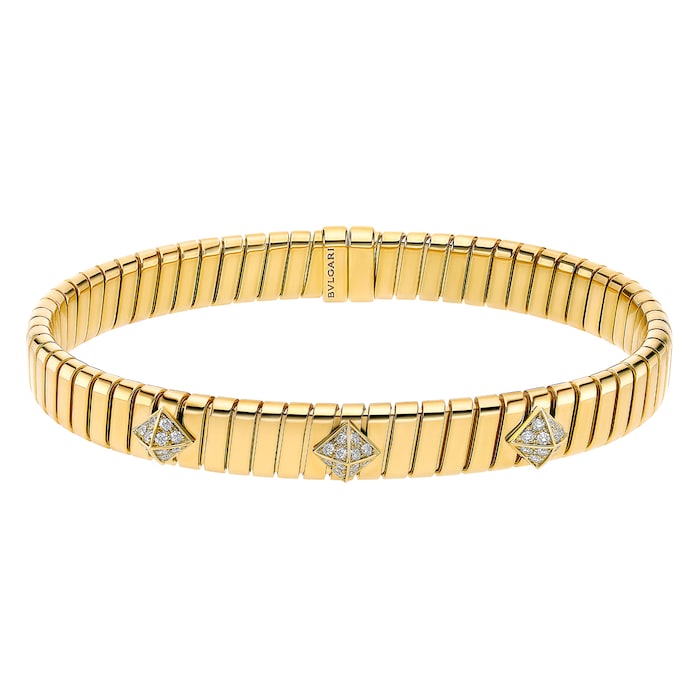 Bvlgari Jewelry 18K Yellow Gold Serpenti Tubogas Diamond Bracelet