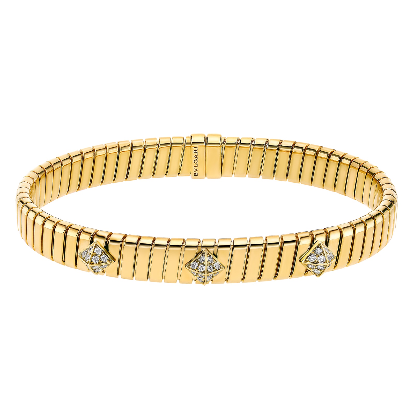 Bvlgari Jewelry 18K Yellow Gold Serpenti Tubogas Diamond Bracelet