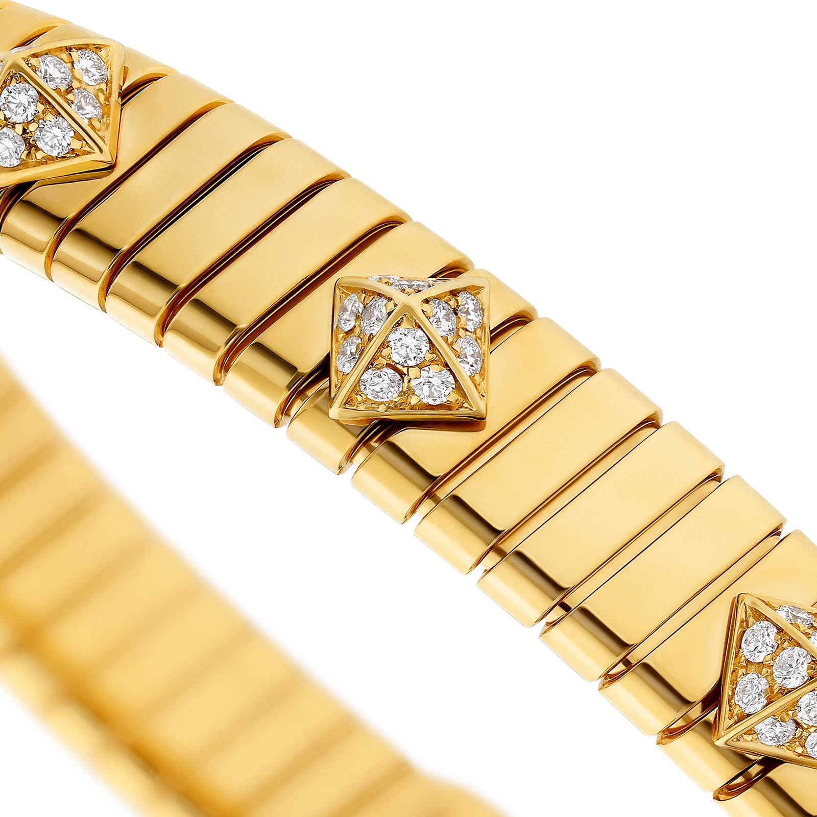 Bvlgari Jewelry 18K Yellow Gold Serpenti Tubogas Diamond Bracelet