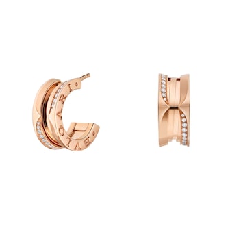 Bvlgari Jewelry 18K Rose Gold B.Zero 1 Pavé Diamond Mini Hoop Earrings