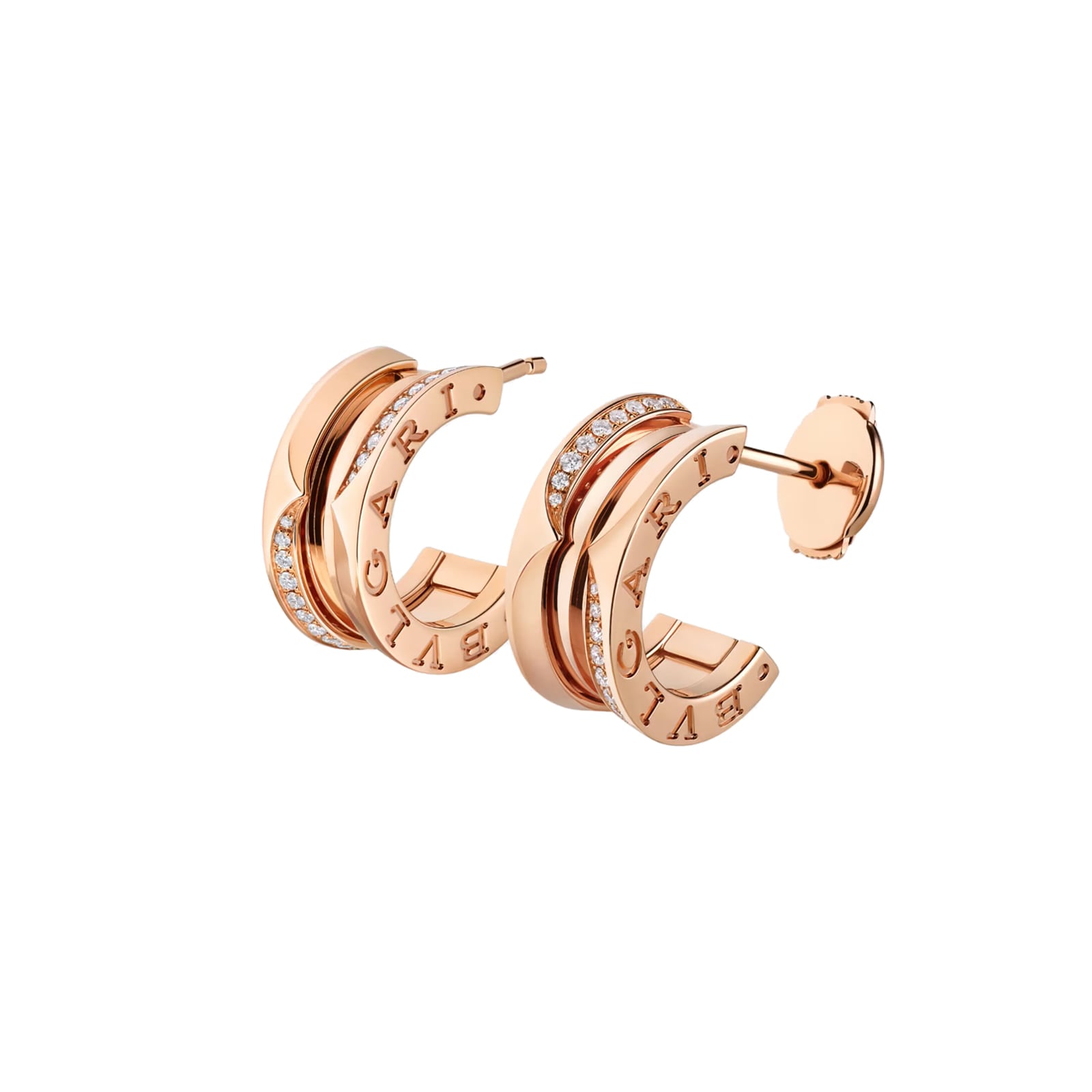 Bvlgari Jewelry 18K Rose Gold B.Zero 1 Pavé Diamond Mini Hoop Earrings