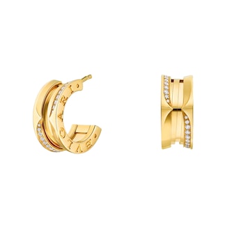Bvlgari Jewelry 18K Yellow Gold B.Zero 1 Pavé Diamond Mini Hoop Earrings