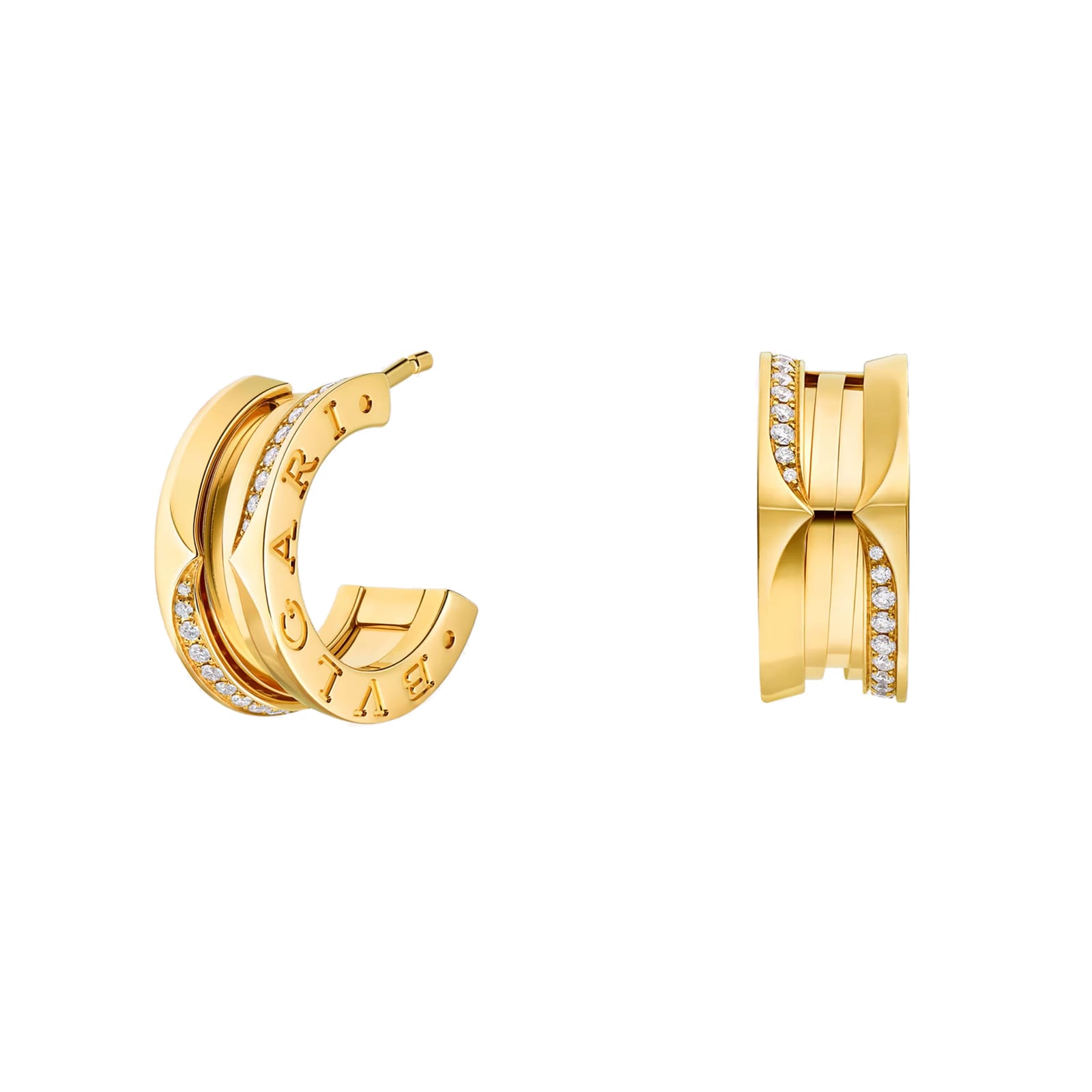 Bvlgari Jewelry 18K Yellow Gold B.Zero 1 Pavé Diamond Mini Hoop Earrings